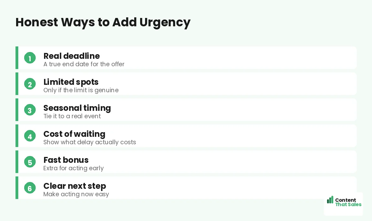 Honest ways to add urgency by Content That Sales