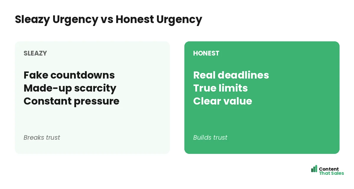 Sleazy urgency versus honest urgency by Content That Sales