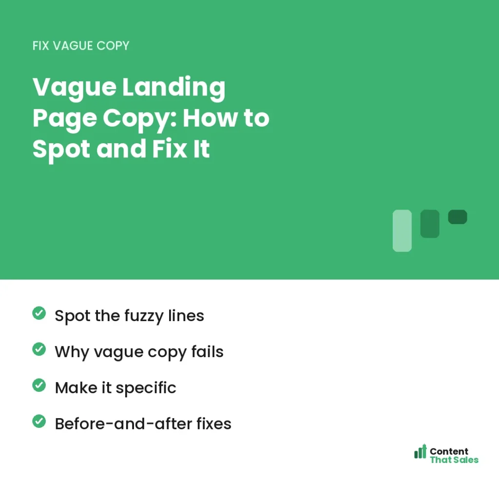 Vague landing page copy how to spot and fix it by Content That Sales