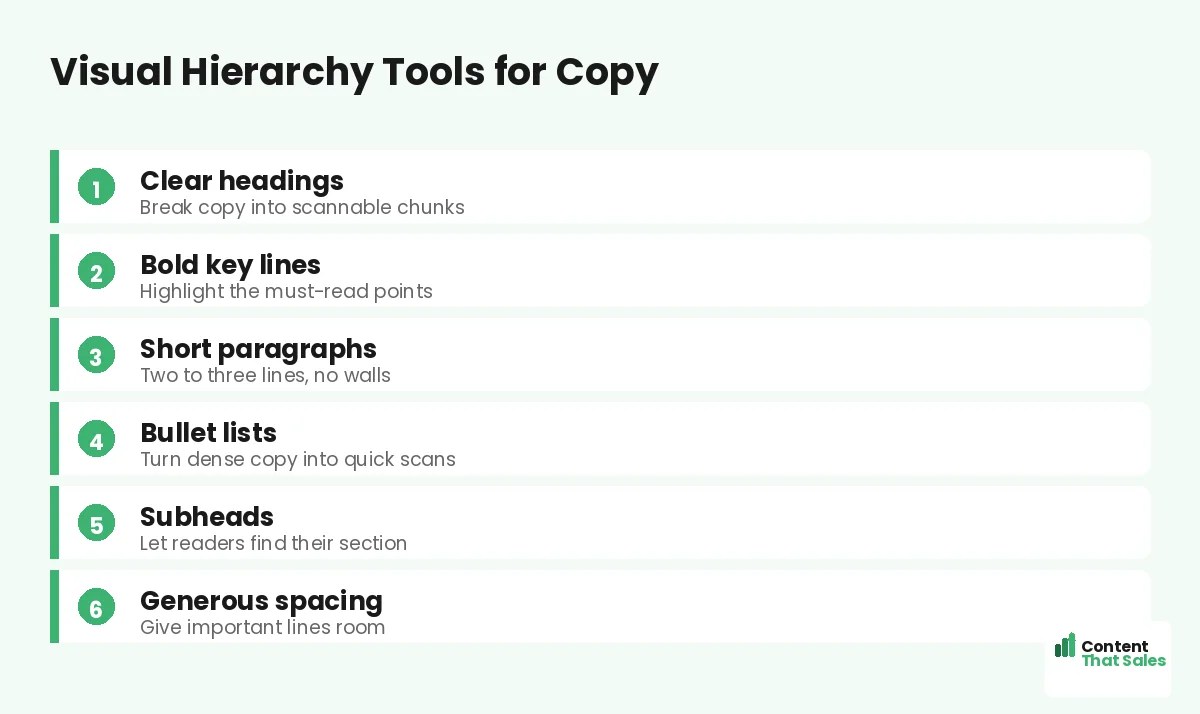 Visual hierarchy tools for copy by Content That Sales