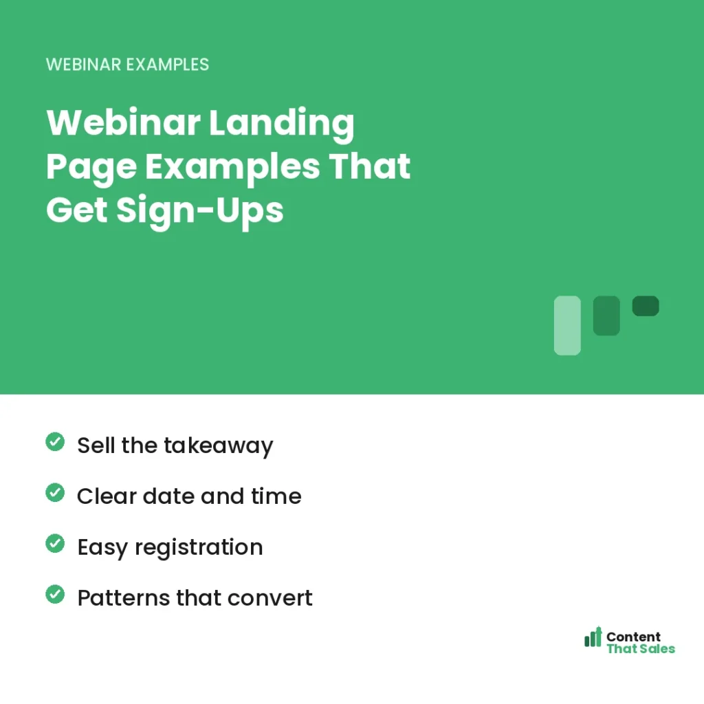 Webinar landing page examples that get sign-ups by Content That Sales
