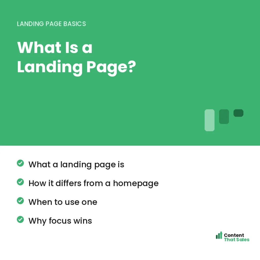 What is a landing page guide by Content That Sales